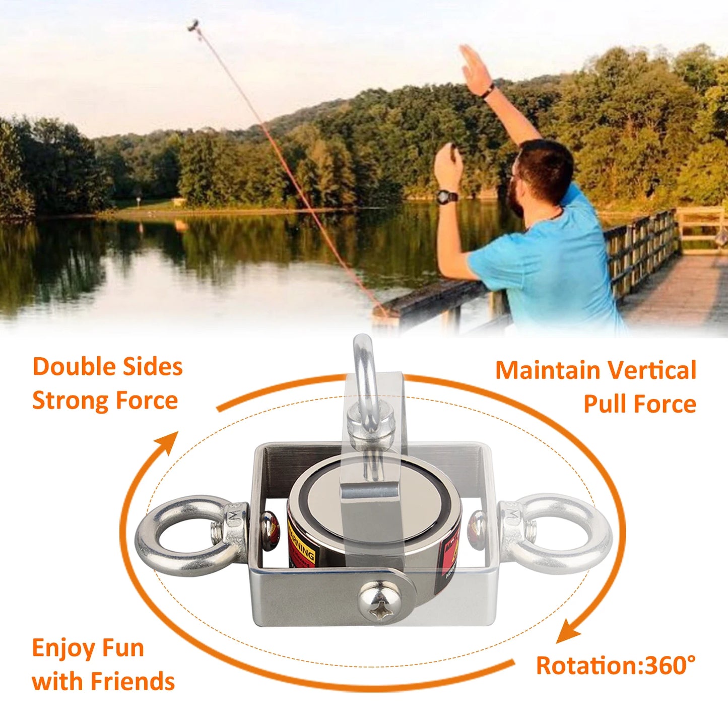 Rotatable TWO side Fishing Magnet Set Heavy Duty Neodymium Rare Earth