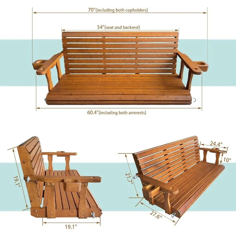 Wooden Porch Swing 2-Seater