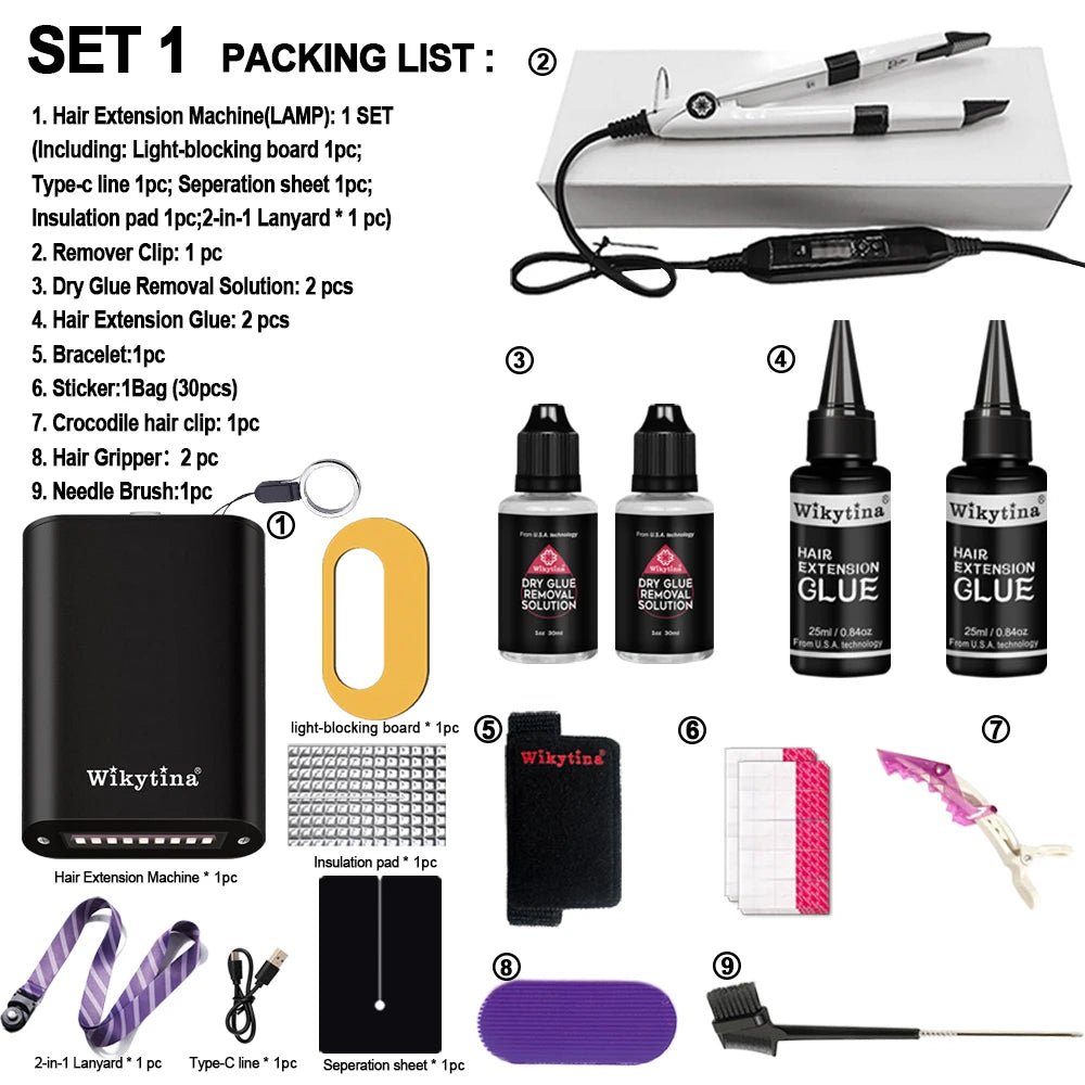 Advanced V Light Hair Extension Tools Kit with UV Glue Hair Extension Machine