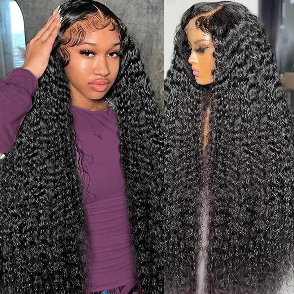 250 Density 13X6 Hd Lace Frontal Wig Deep Wave Human Hair Wigs 100%