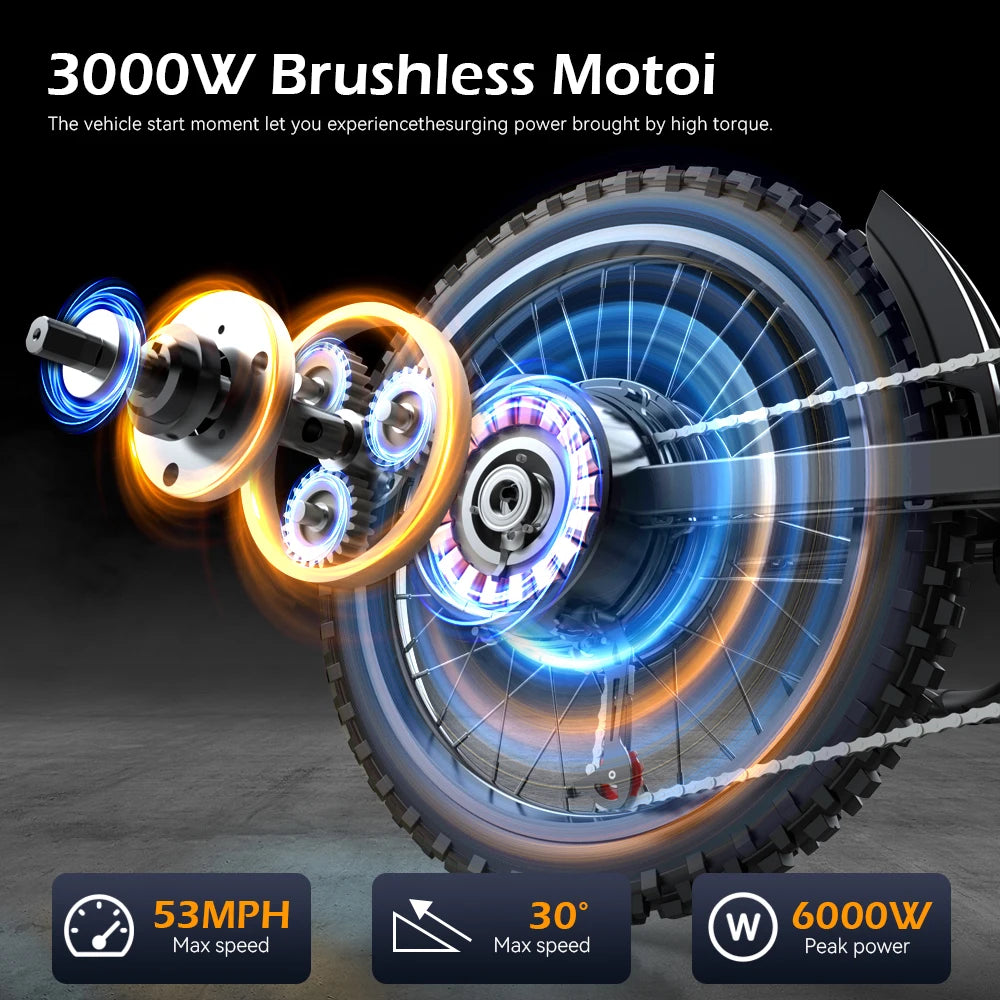 Electric Bike 6000W Peak Electric Dirt Bike 60V30AH Battery