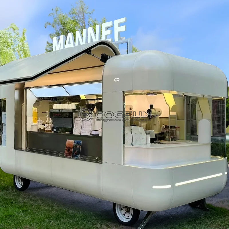 Street Mobile Food Trailer Pizza Van Ice Cream Bubble Tea Coffee Catering Cart Hot Dog Snack Vending Food Truck for Sale
