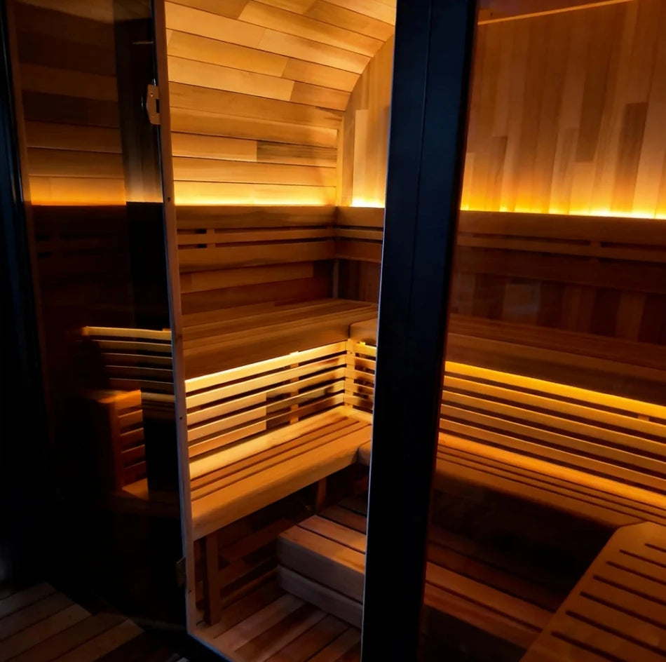 Modern Dry Sauna Room Spliced Redwood 4-6 Person Large Luxury