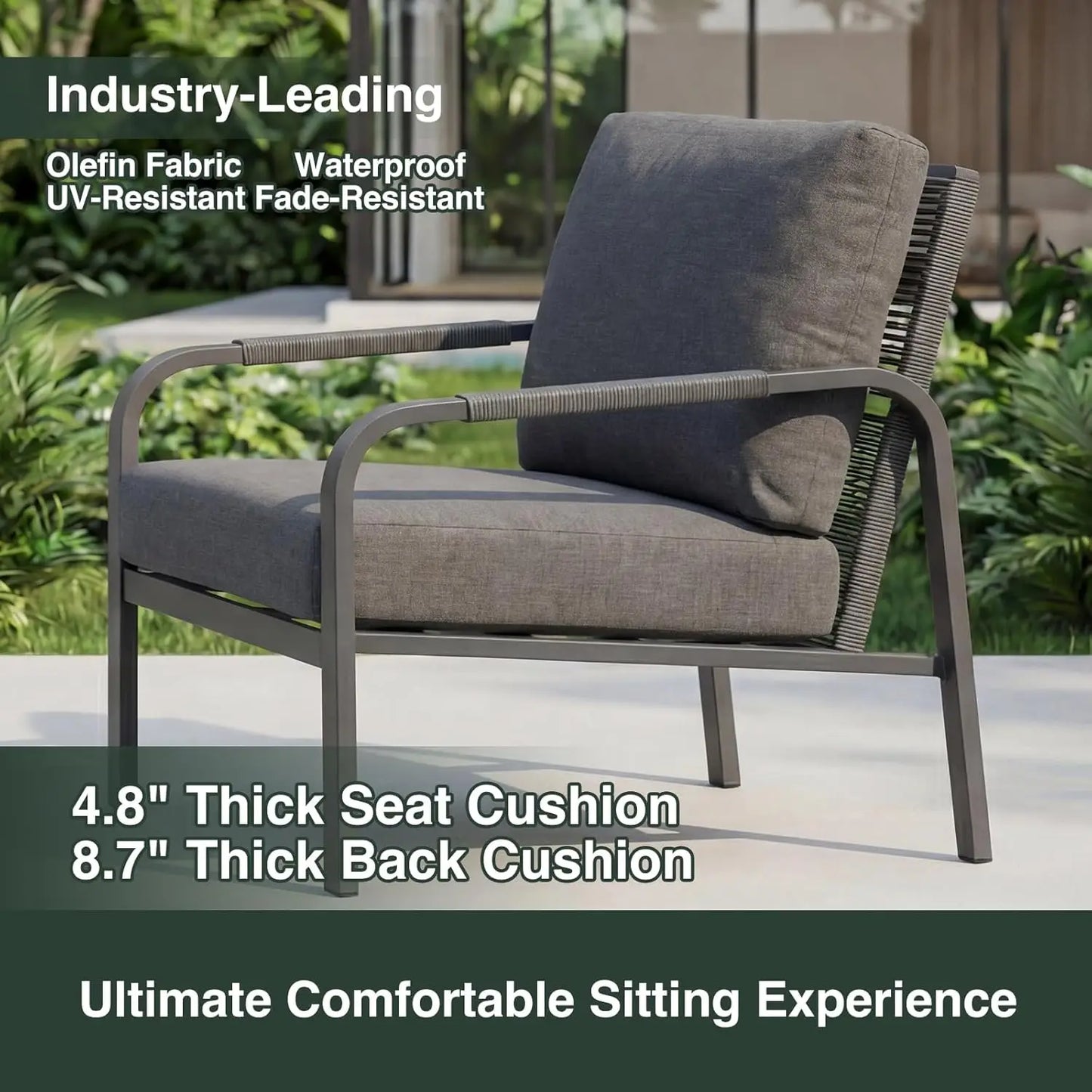 4pc Aluminum Outdoor Sofa Set w/ Coffee Tab 3Seat Rattan Backrest