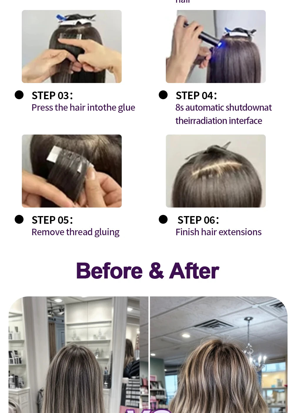 Advanced V Light Hair Extension Tools Kit with UV Glue Hair Extension Machine