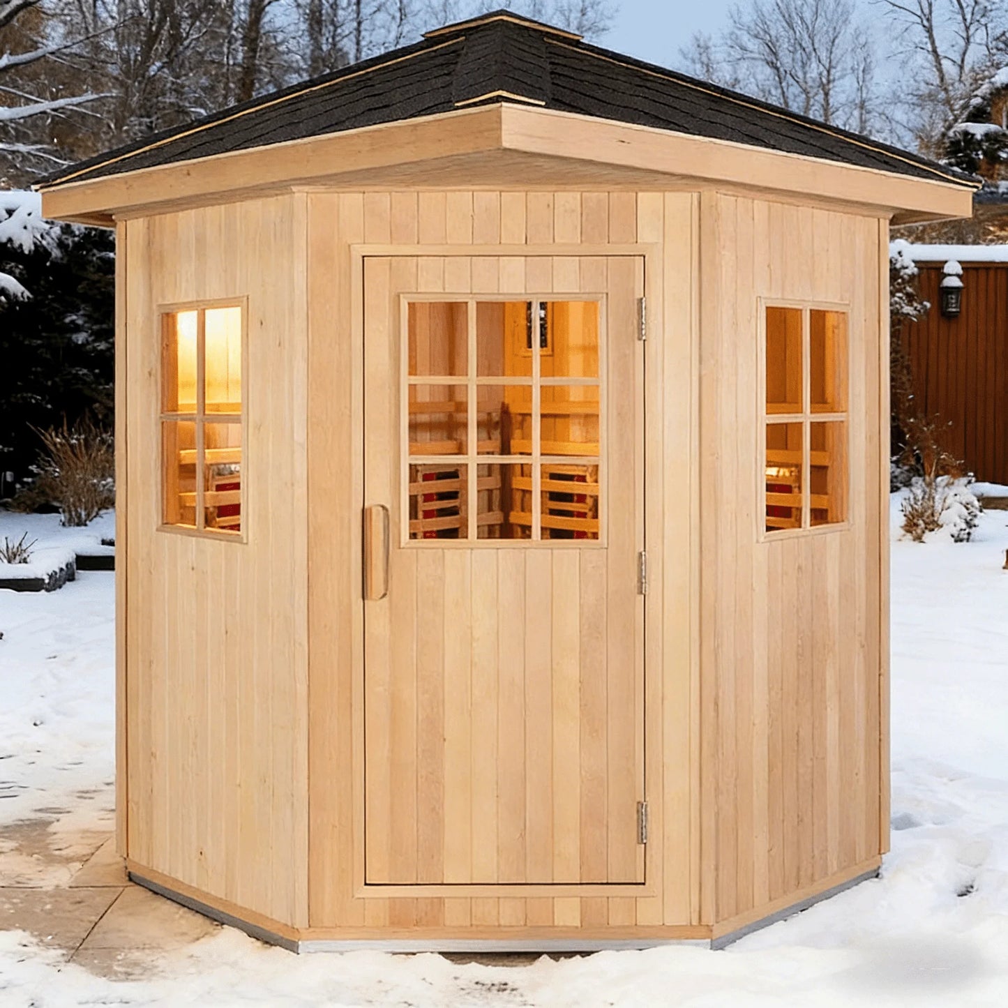 Panoramic Sauna Room Round Steam Room Anti Corrosion Anti Cracking Durable Heating Home Spa Sauna