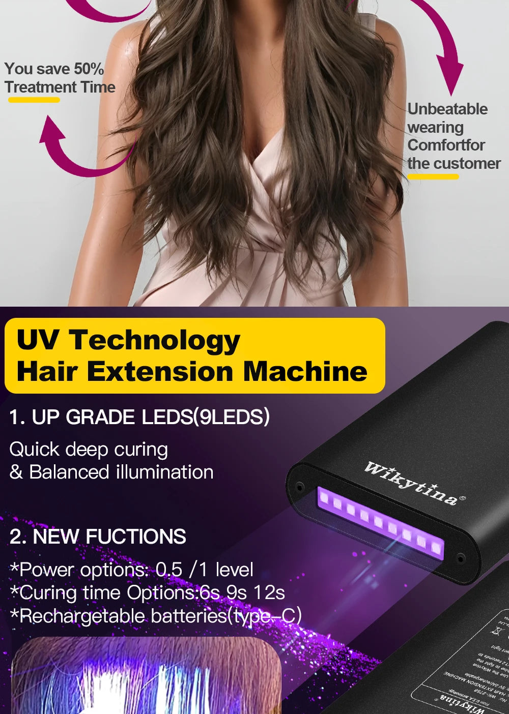 Advanced V Light Hair Extension Tools Kit with UV Glue Hair Extension Machine