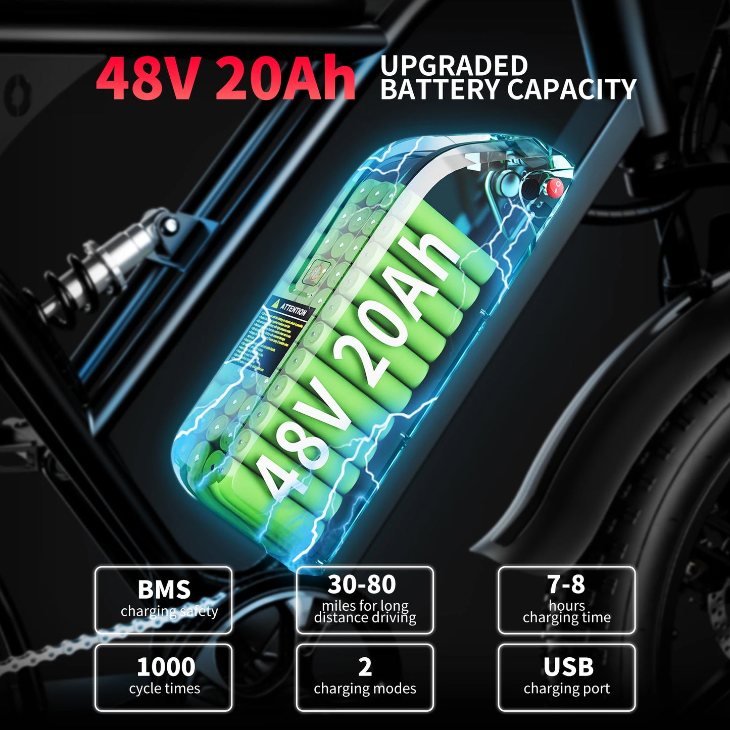 Adults Electric Bike 1000W Motor Mountain Moped Ebikes For Men