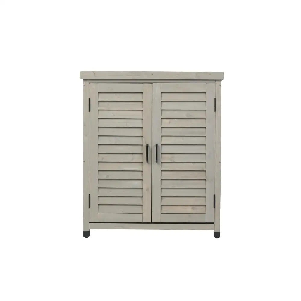 Potting Bench with Storage Cabinet and Metal Table Top for Outdoor Patio,'