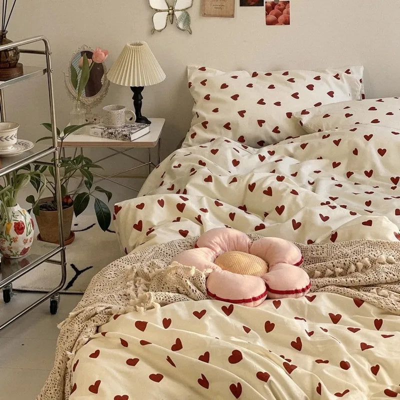 Bedding Set Cover Pillowcase Flat Sheet Single Twin Queen Size Bed Linens