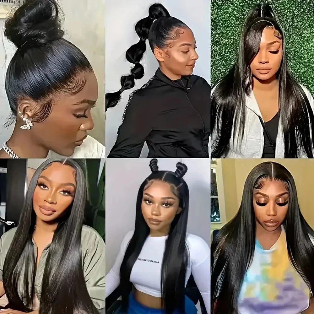 Bone Straight Human Hair Wigs Natural Black Wig 360 Straight Lace Front Wigs Brazilian