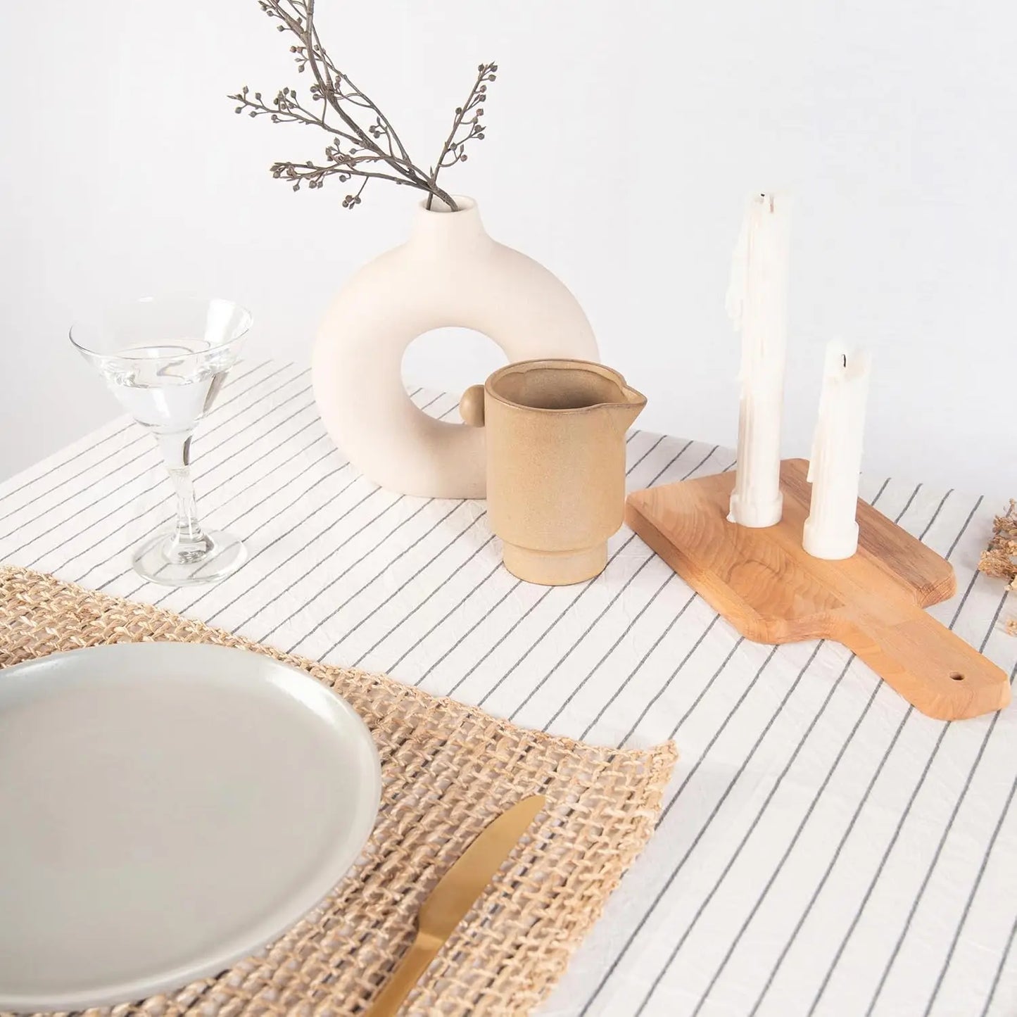 Natural Fabric Tablecloth,100% Pure Linen Solid Color Table