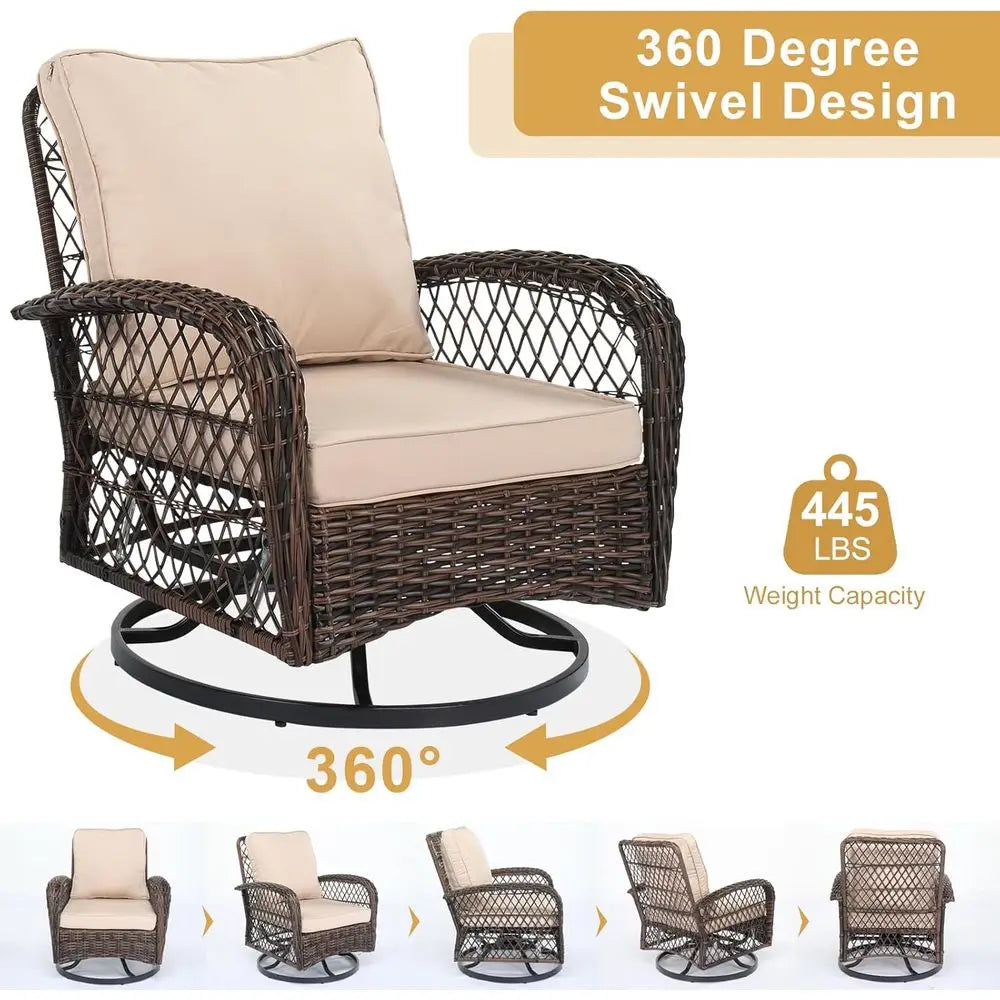3-Piece Patio Furniture Set,  Swivel Rocking Chairs for  2, Outdoor Swivel Bistro Chairs, Porch Chairs with Bistro Table