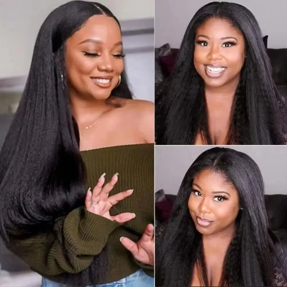 30 32 Inch Long Kinky Straight U Part Wigs Human Hair Wigs V Part