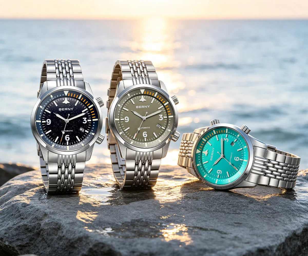 BERNY 20ATM Automatic Men's Diving Watches Top Luminous Sapphire AR Coated Diver Watches