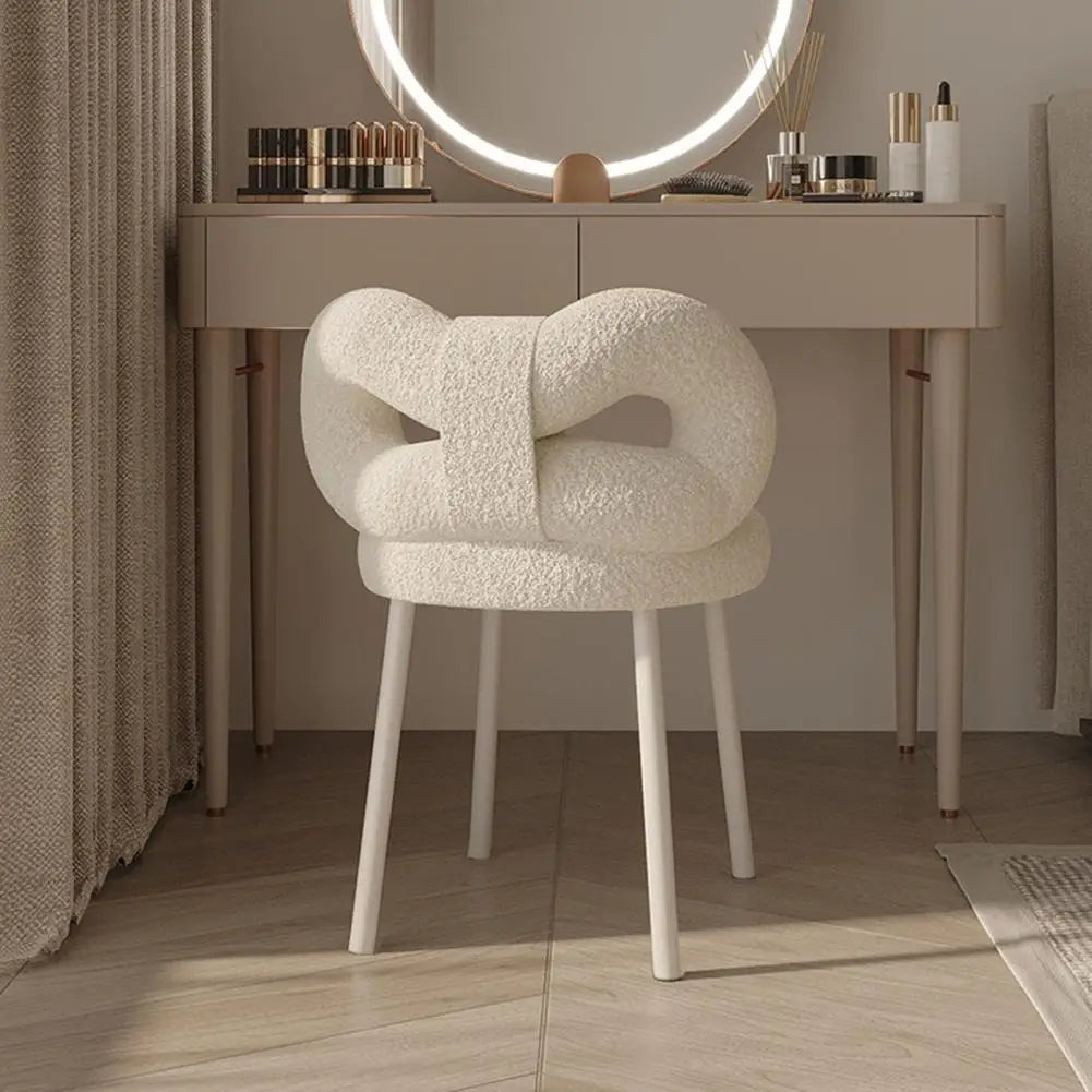 Vanity Stool with Bowknot Backrest