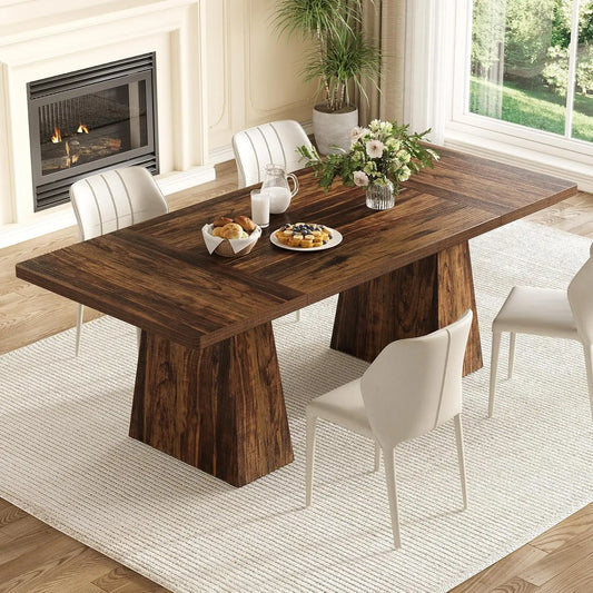 Dining Table for 6 People, Rectangle Table with Heavy Duty Legs,