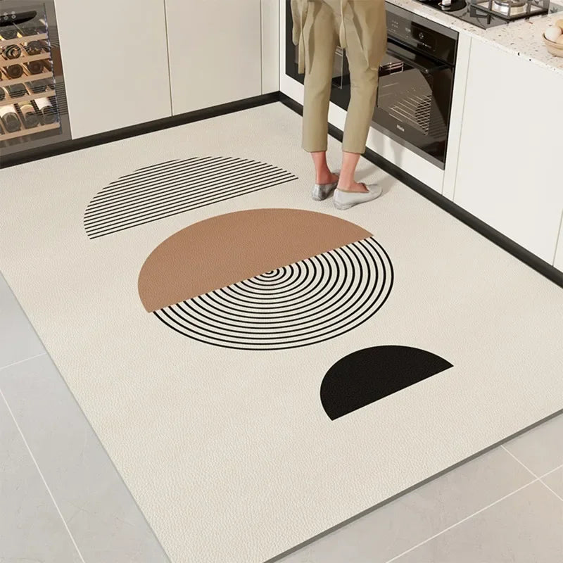 Kitchen Mat Pvc Waterproof Oil-proof Carpet Leather Large Rug