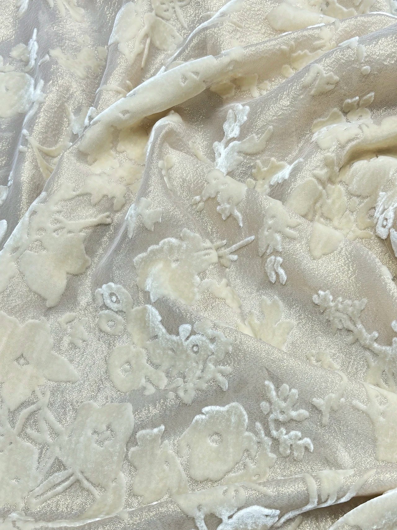 Flower Silk Velvet Silk Fabric Mulberry Burnt Flower Flocking Jacquard