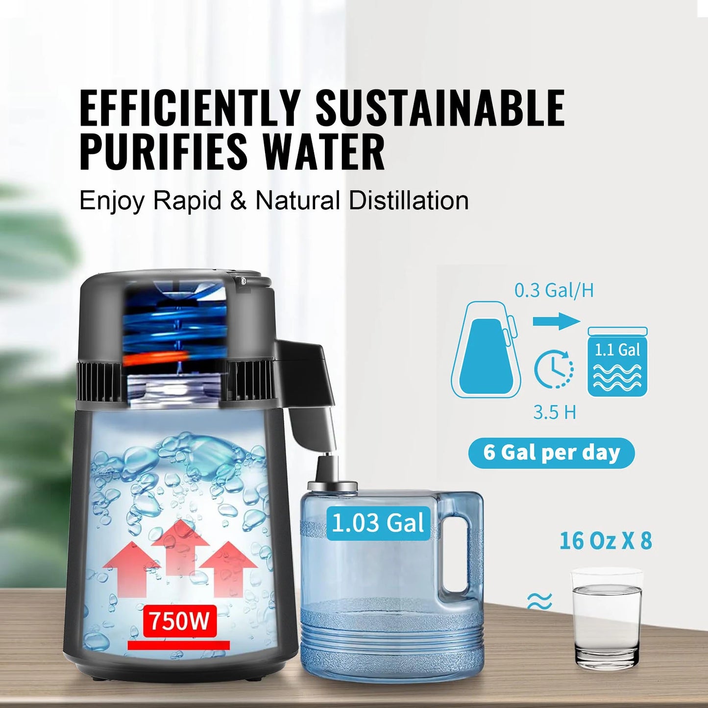 Water Distiller 4L 1.05 Gallon Pure Water Purifier