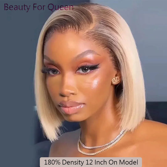 Blonde Short Bob Wig Lace Front Human Hair Wigs
