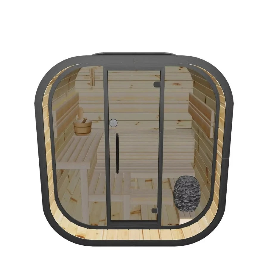 Modern Dry Sauna Room Spliced Redwood 4-6 Person Large Luxury