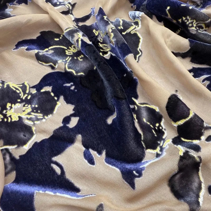 Transparent High-quality Velvet Fabric Mulberry Silk Velvet Burnt Flower