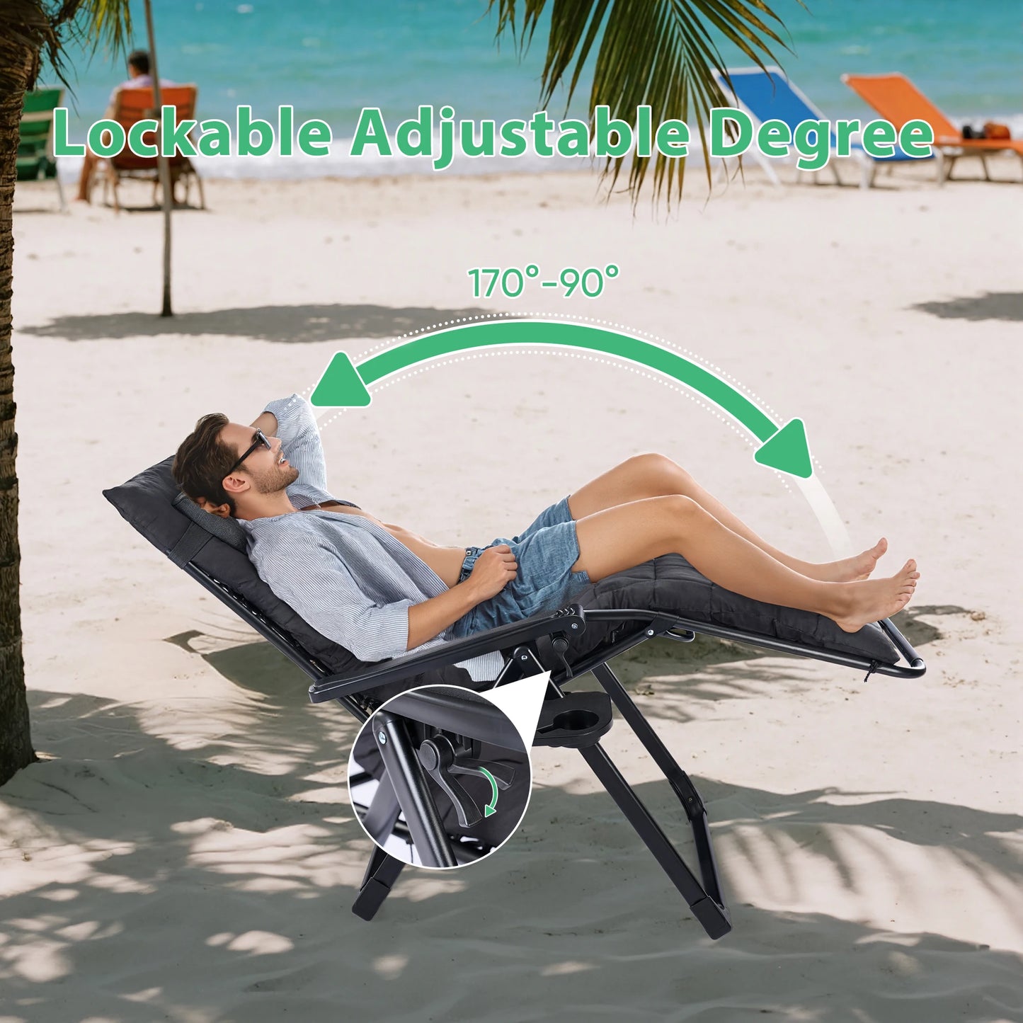 Zero Gravity Set of 2 Portable Recliner Camping Patio Out door