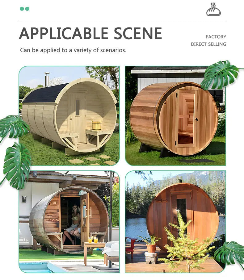Wholesale barrel sauna wooden door 6 people homemade steam