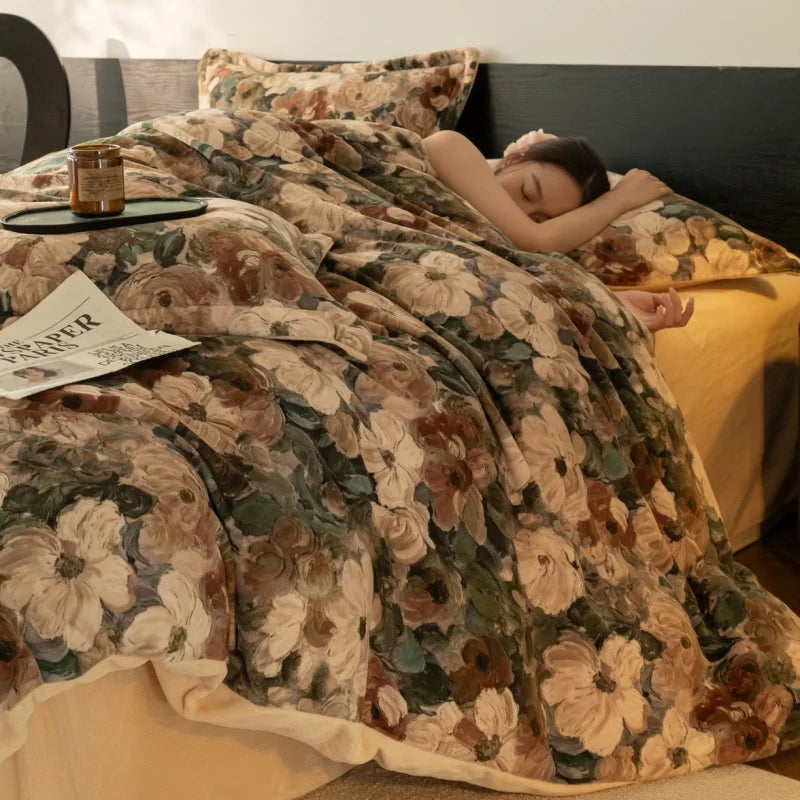 Warmth Milk Velvet Bedding Set,  Digital Print Duvet Cove