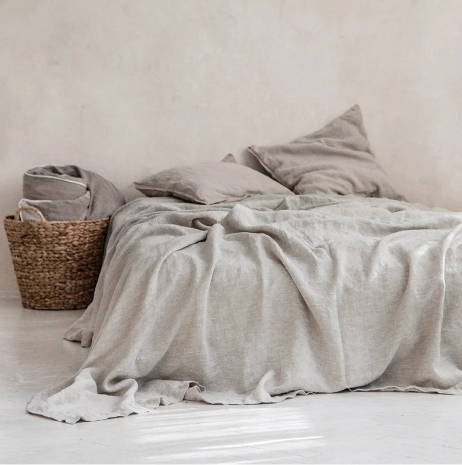 1Piece Washed French Bed linens Pure linen 100% Bedsheets Stone