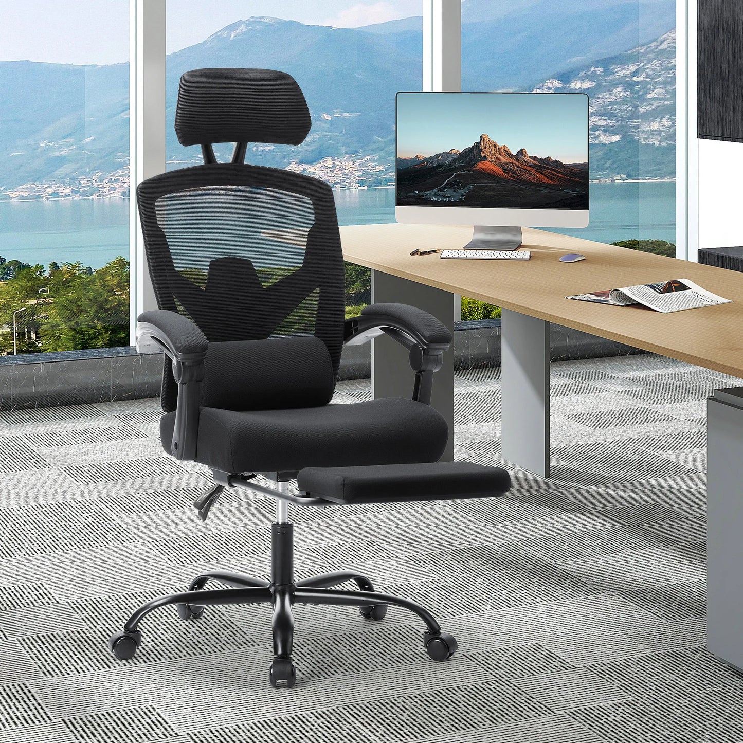 High Back Ergonomic Reclining Gaming Office Chair with Lumbar Support Pillow Meshair