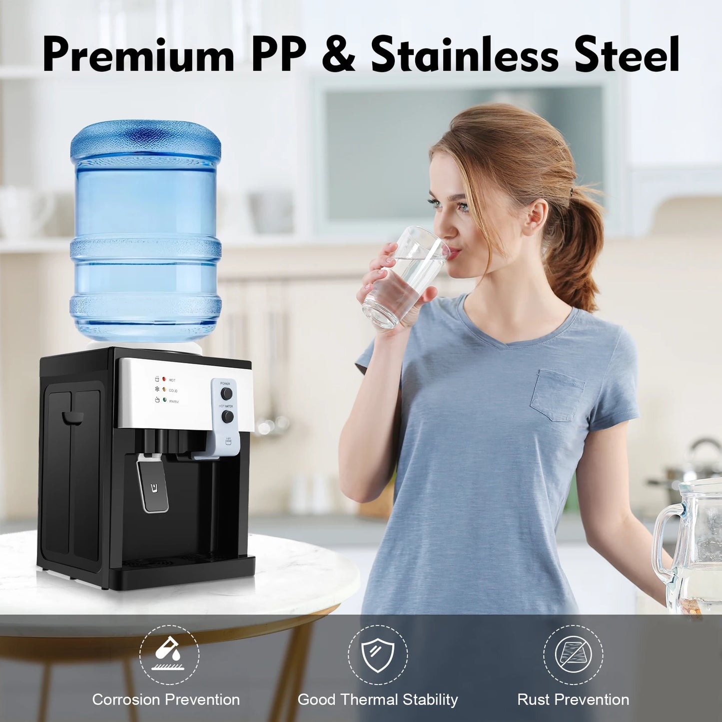 Electric Hot and Cold Water Cooler Dispenser  Desktop Top Loading