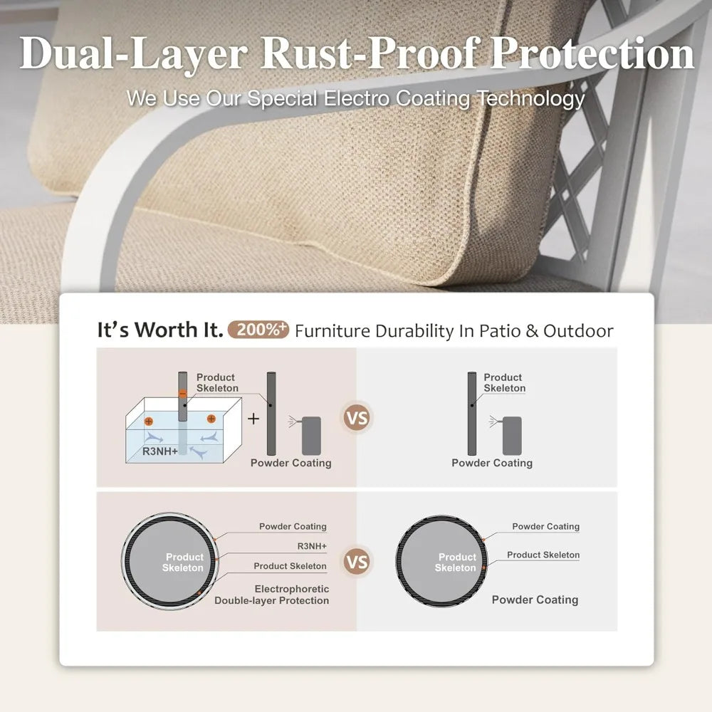 4-Piece Patio Furniture Set with Metal & Rattan Design,