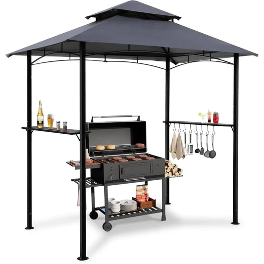 Grill Gazebo Canopy, Outdoor BBQ Gazebo with Led Light,