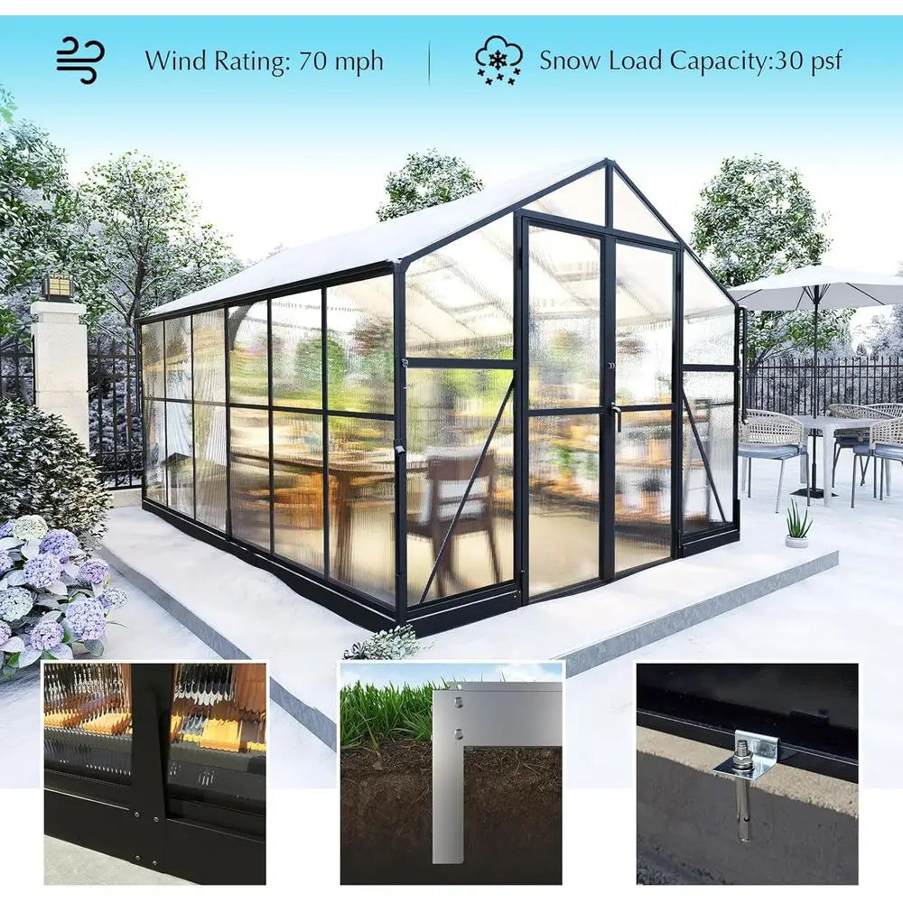 Walk-in Greenhouse with 7ft Height, 4 Vent Windows