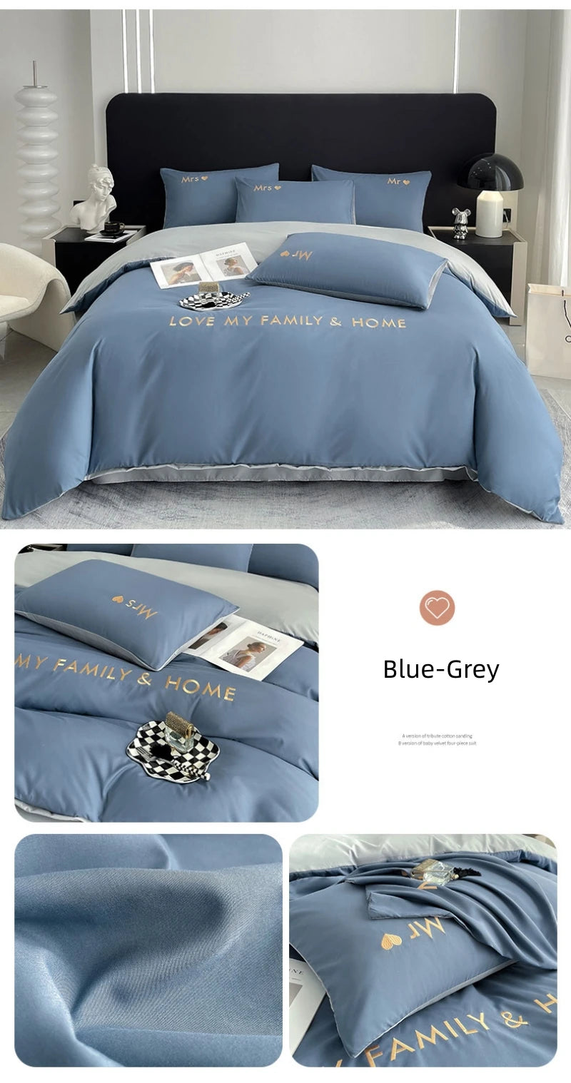 Nordic Luxury Egyptian Cotton Bedding Set King Queen Double Twin Size