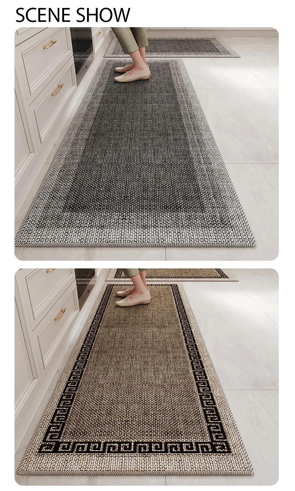 Kitchen Floor Mat TPR Non-slip Bottom Long Rug Dirt-resistant Anti-slip Foot Mats Home Corridor Bedroom Bedside Carpet Ковер 러그
