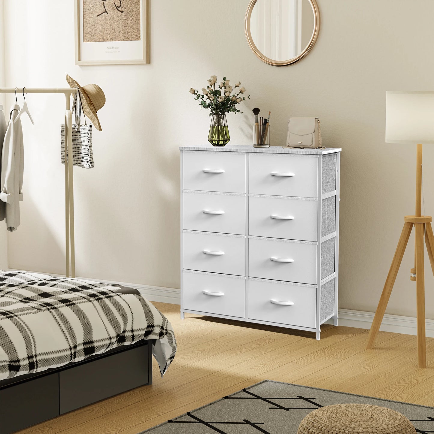 Bedroom With 8 Fabric Drawers Storage Cabinet Steel Frame Assembly