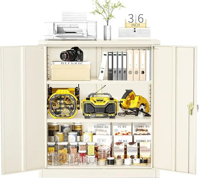 36" Metal Storage Cabinet with Wheels, Lockable Rolling Metal Garage Cabinets