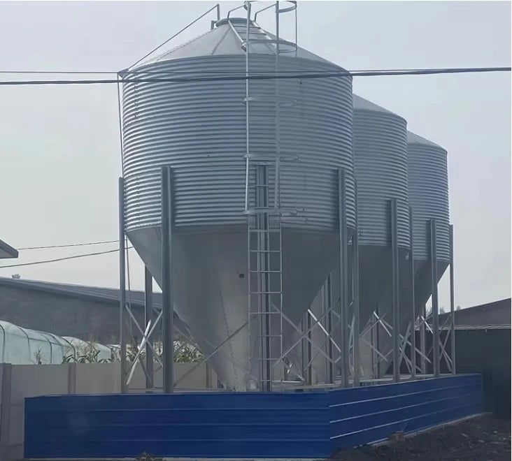 Galvanized Steel Capacity 15 Tons Grain Silo Chicken Feed Pellet Storage Tower HJ-N15T
