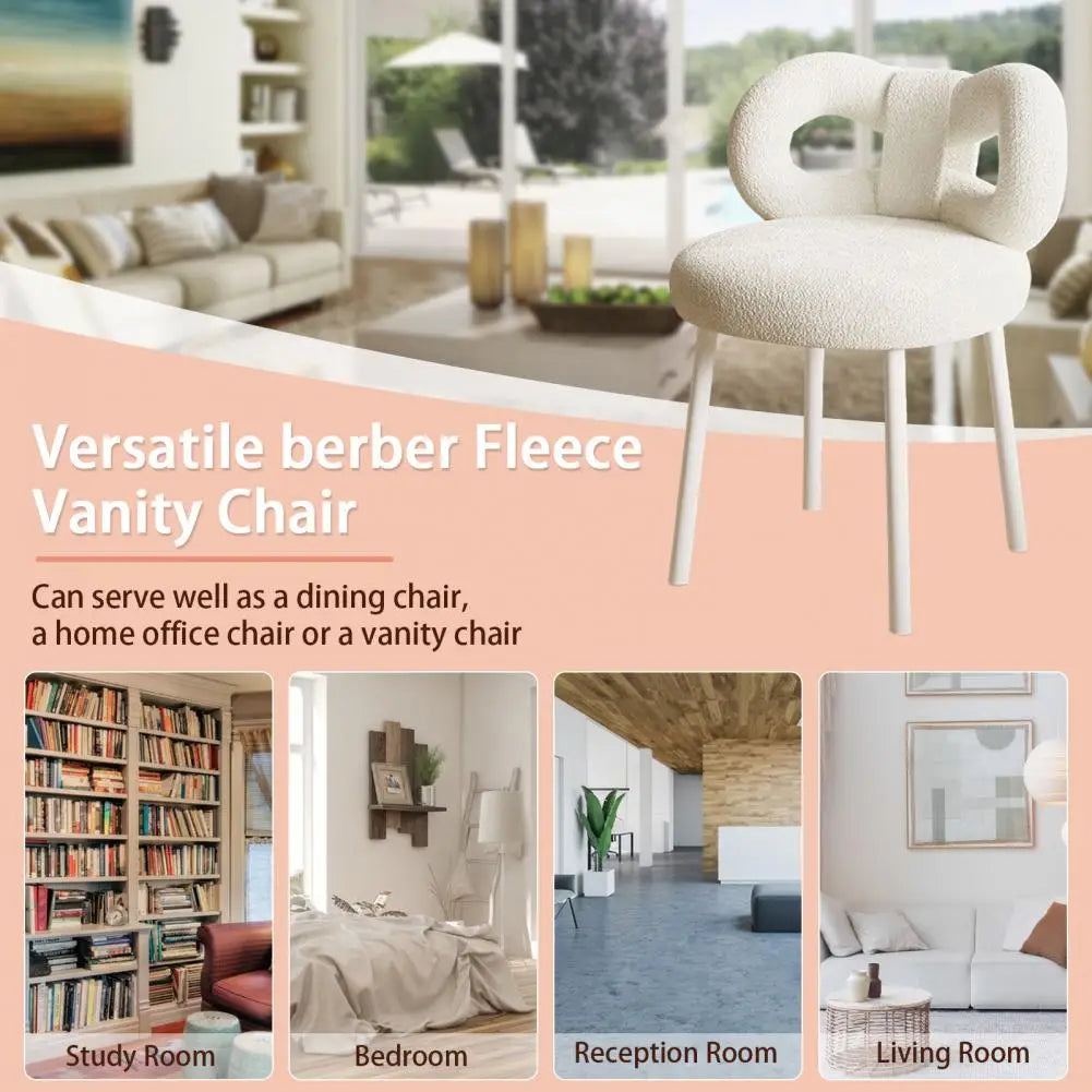 Vanity Stool with Bowknot Backrest