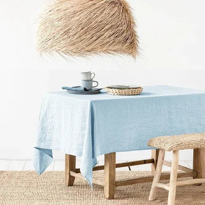 100% Pure Linen Solid Color Table Cover, Natural Fabric Tablecloth