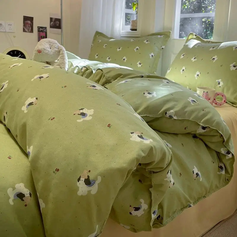 Bedding Set Cover Pillowcase Flat Sheet Single Twin Queen Size Bed Linens