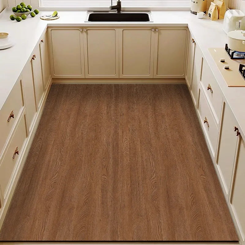 Kitchen Floor Mat Imitation Wood Grain Pvc Leather Waterproof Carpet
