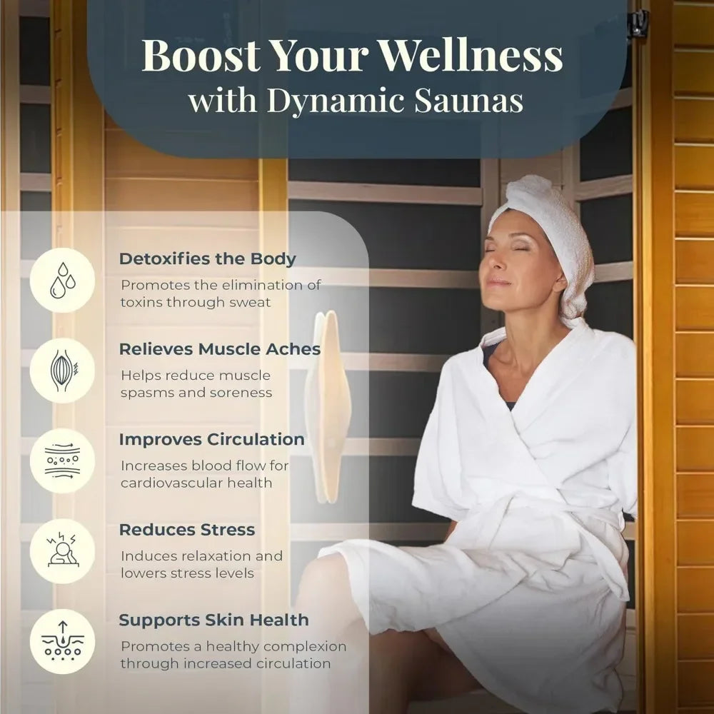 Saunas Adora 2-Person Low  EMF FAR Infrared Sauna, Canadian Hemlock Wood