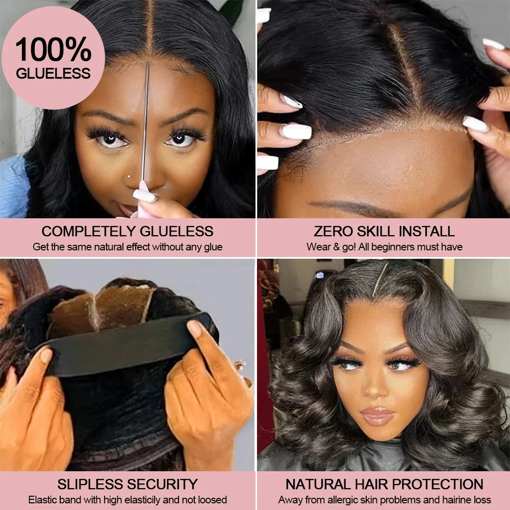 Glueless Bob Wig Natural Body Wave Brazilian Human Hair