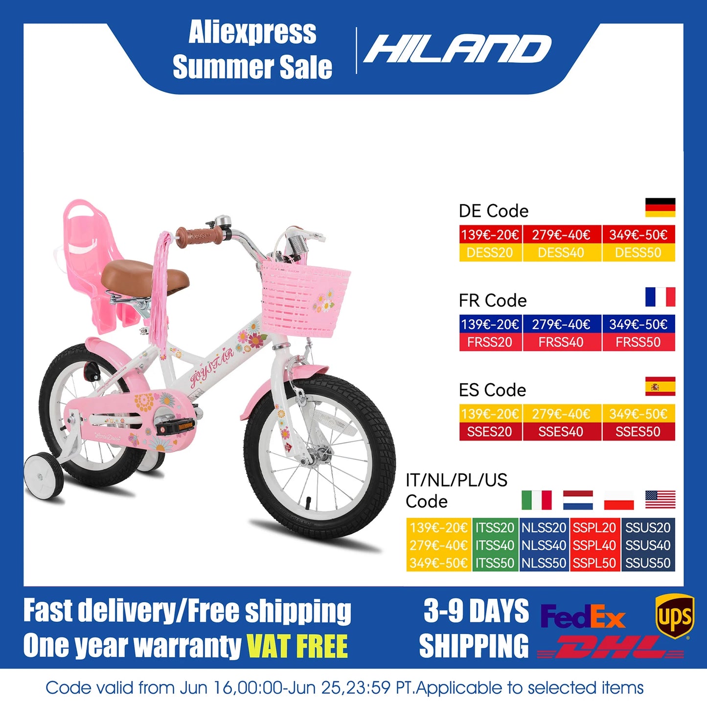 Kids Bike for Girls Ages 2-7 Years,  Bikes with Doll Bike Seat & Streamers,