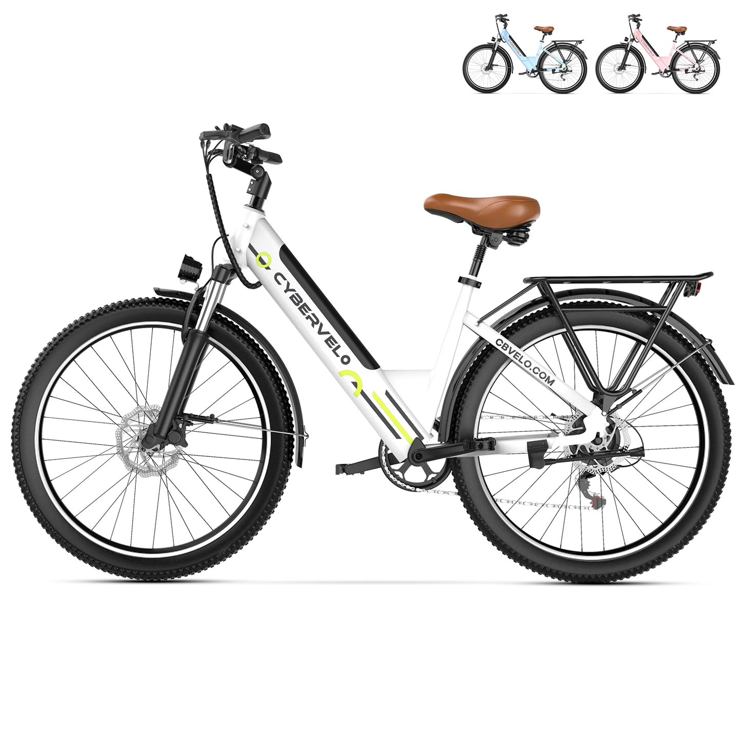 26" Step-Thru Electric Bike for Adult,1000w Peak Motor 80Miles Range,