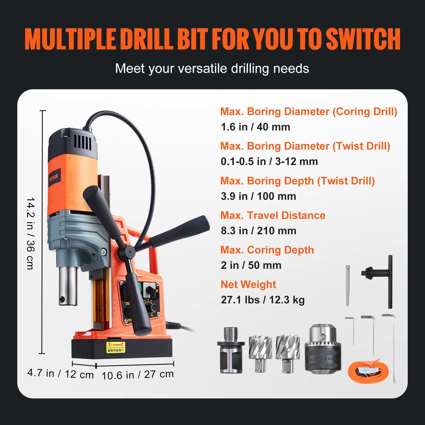 1300W 1400W 2" Electric Drilling Machine Magnetic Drill Boring